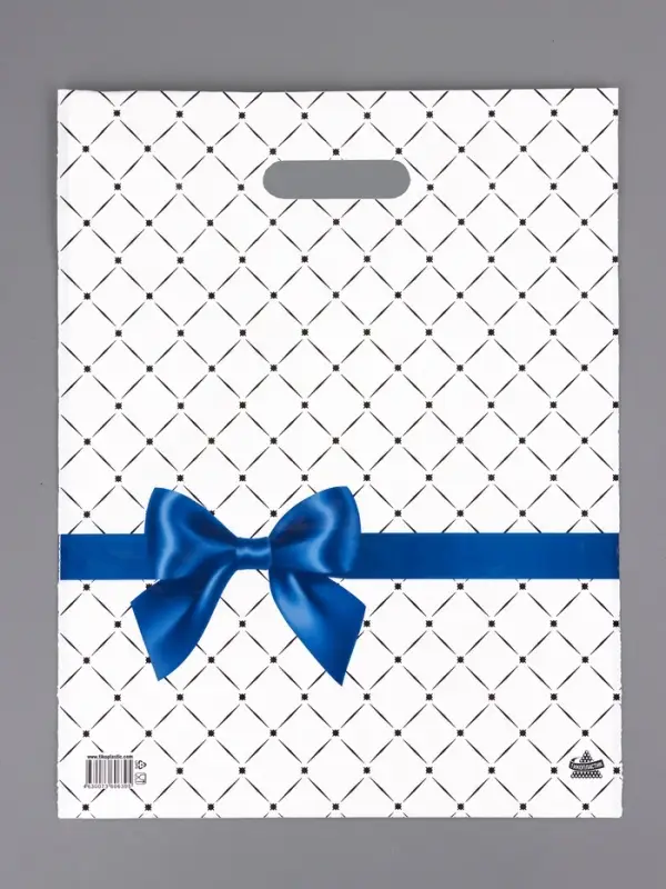 Пакет &laquo;Синий бантик&raquo;, полиэтиленовый, с вырубной ручкой, 40&times;31 см, 30 мкм