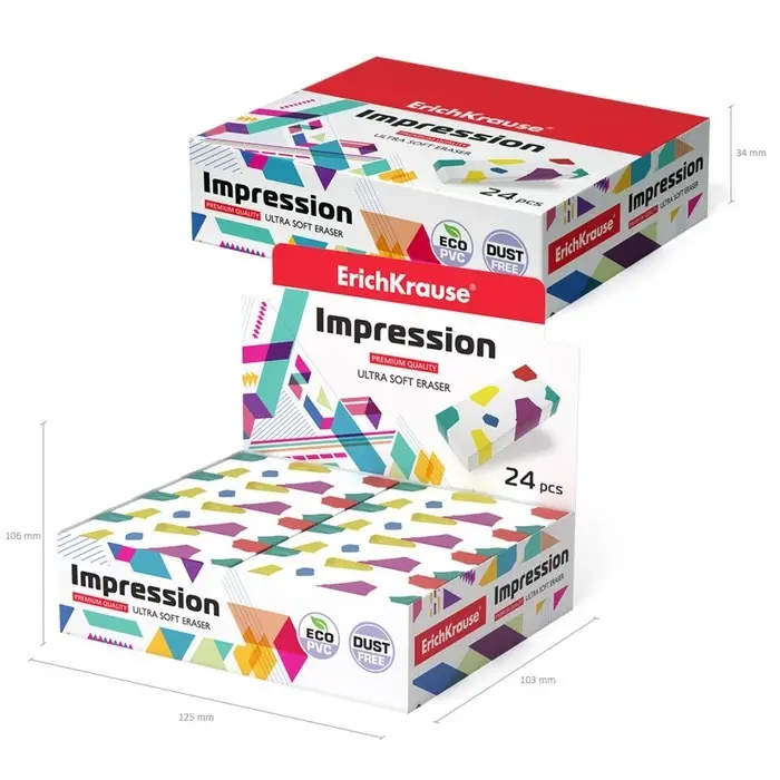 Ластик ErichKrause синтетика Impression, микс (цена за шт.) Ластик ErichKrause синтетика Impression, микс (цена за шт.)