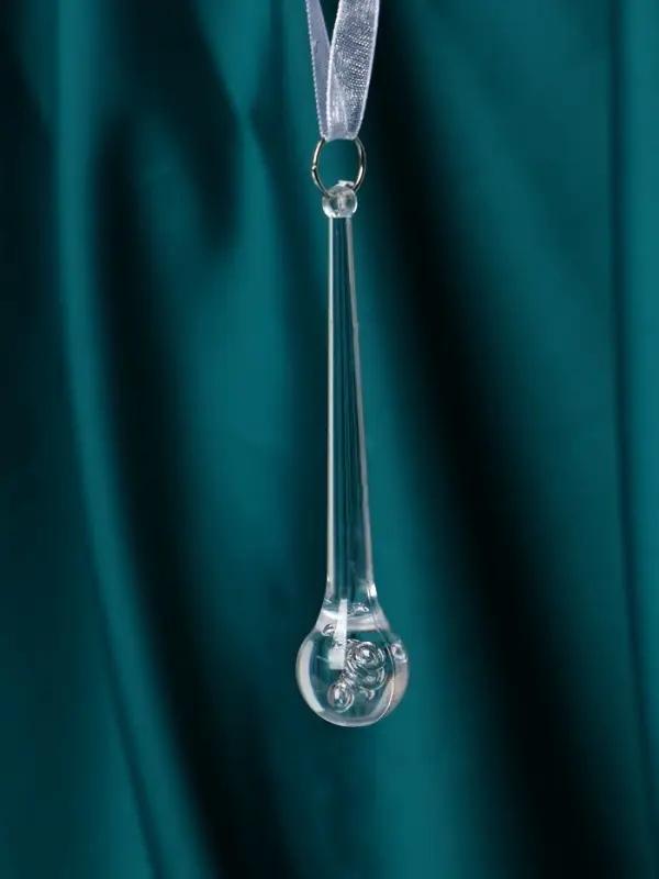 Украшение ёлочное "Льдинка" сосулька-капелька, 9,5х2 см, прозрачный