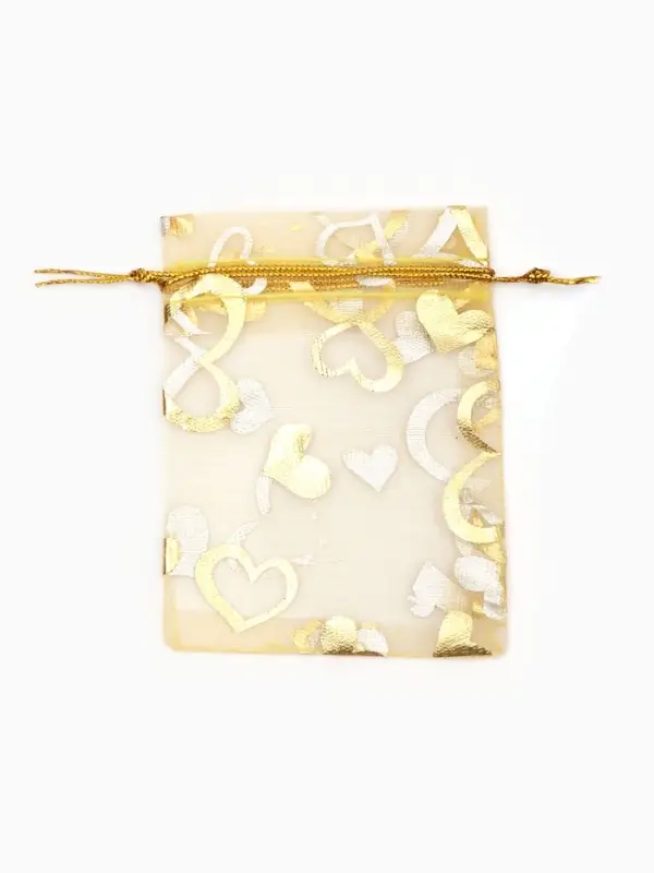 Набор мешочков подарочных 100шт.  "Сердечки", 7*9 см, цвет золотой (1195304)