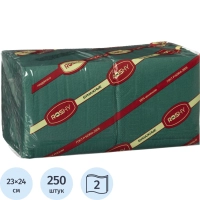 Салфетки бумажные 2 сл 23х24 см зеленые 250 шт/уп