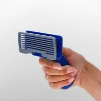 Пуходёрка, 10&times;15 см, с самоочисткой, пластик, синяя