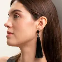 Серьги &laquo;Кисти&raquo;, цвет чёрный, L кисти 9 см