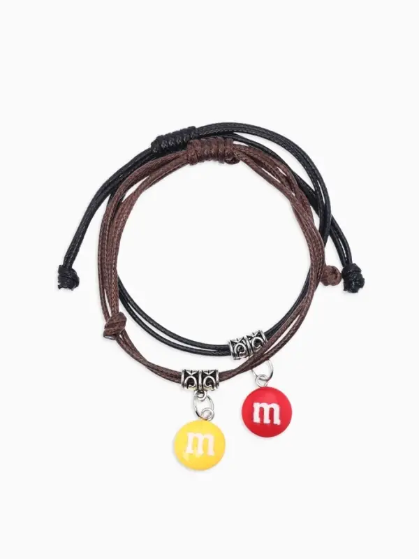 Браслеты парные &laquo;Неразлучники. Две буквы&raquo;, d=5.5 см, набор 2 шт. разноцветные