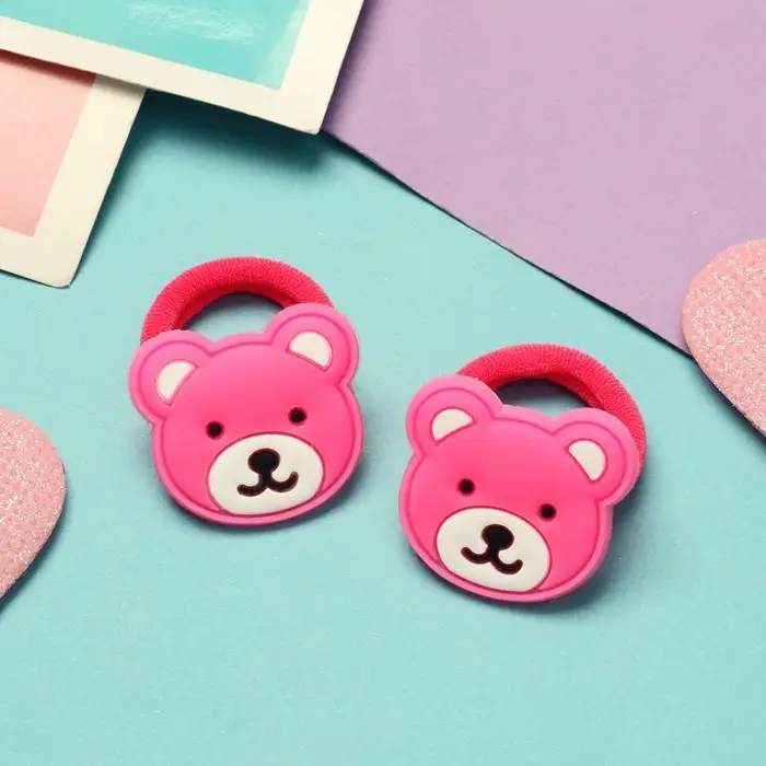 Резинка для волос  Резинка для волос "Крошка" (набор 2 шт) мишка,3 см ,ярко розовый