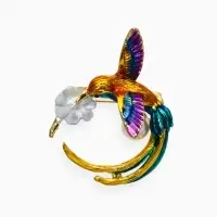 Брошь &laquo;Колибри с бусиной&raquo;, цветная в золоте