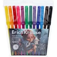 Фломастеры ErichKrause Magic Pet, 12 цветов, в футляре с европодвесом