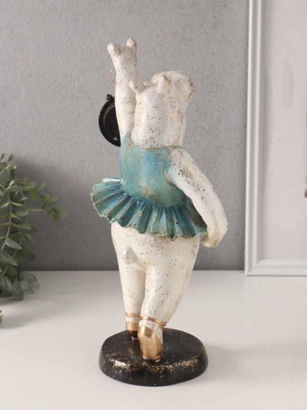 Сувенир полистоун с часами  Сувенир полистоун с часами "Бегемот-балерина" 13,5х15х32,5 см