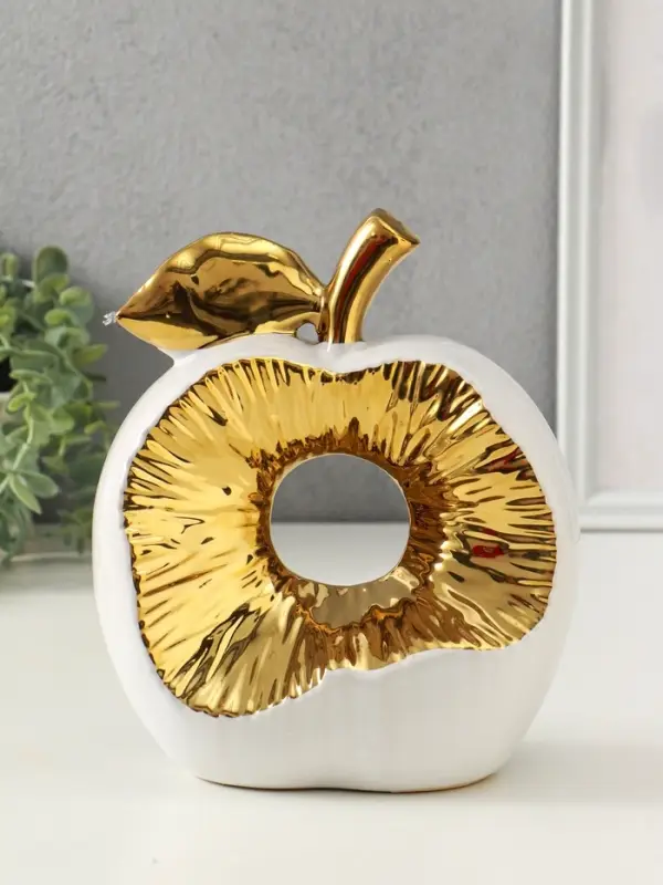 Сувенир керамика Сувенир керамика "Срез яблока" белый с золотом 11х18х22 см