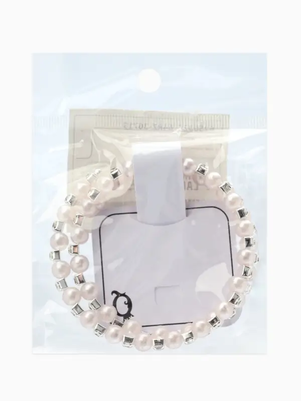 Браслет-пружинка &laquo;Жемчуг. Жемчужный ряд&raquo;, d=6.5 см, стразы, белый в серебре