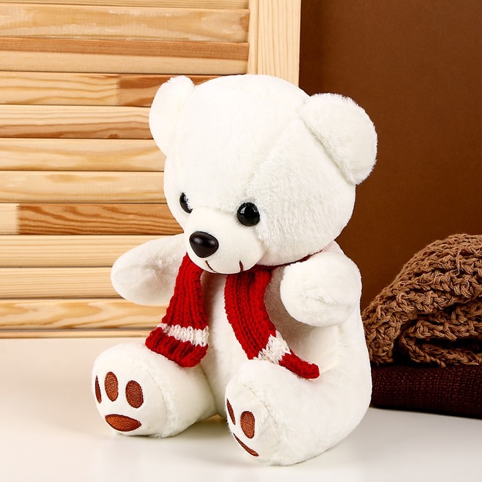 Мягкая игрушка «Мишка в шарфе», 24 см, цвет белый Мягкая игрушка «Мишка в шарфе», 24 см, цвет белый