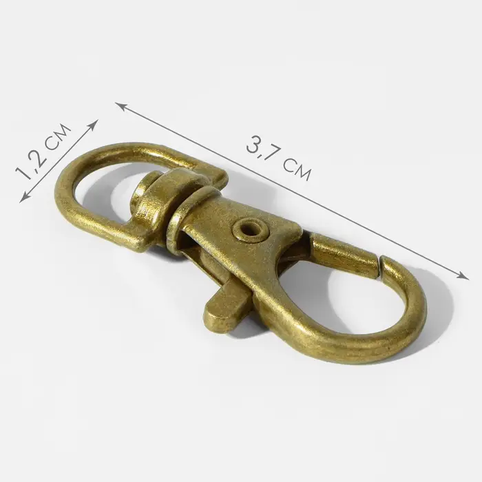 Карабин металлический, 37&times;12 мм / 9&times;1.7 мм, 10 шт., цвет бронзовый