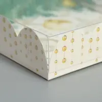 Коробка для кондитерских изделий с пластиковой крышкой «С Новым годом!», 13 х 13 х 3 см
