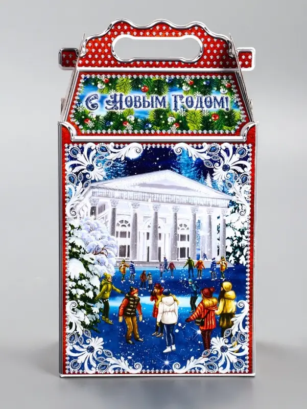 Подарочная новогодняя коробка &laquo;На катке&raquo;, для сладких подарков, 17.8&times;10&times;32.5 см