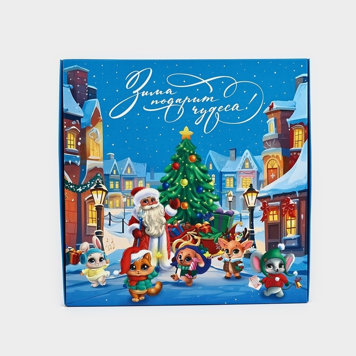 Подарочная коробка новогодняя складная «Зимних чудес», 26 × 26 × 8 см Подарочная коробка новогодняя складная «Зимних чудес», 26 × 26 × 8 см
