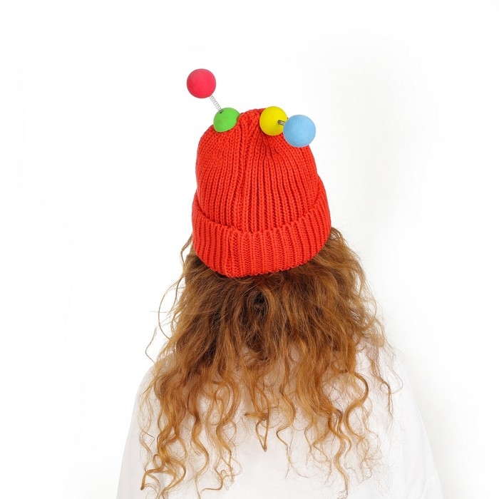 Карнавальная шапка  Карнавальная шапка "Глазастик" с рожками р-р 56-58, цвет красный