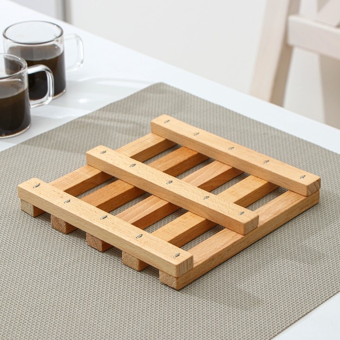 Подставка под горячее Доляна, решётка, 15×15×2 см, массив бук Подставка под горячее Доляна, решётка, 15×15×2 см, массив бук