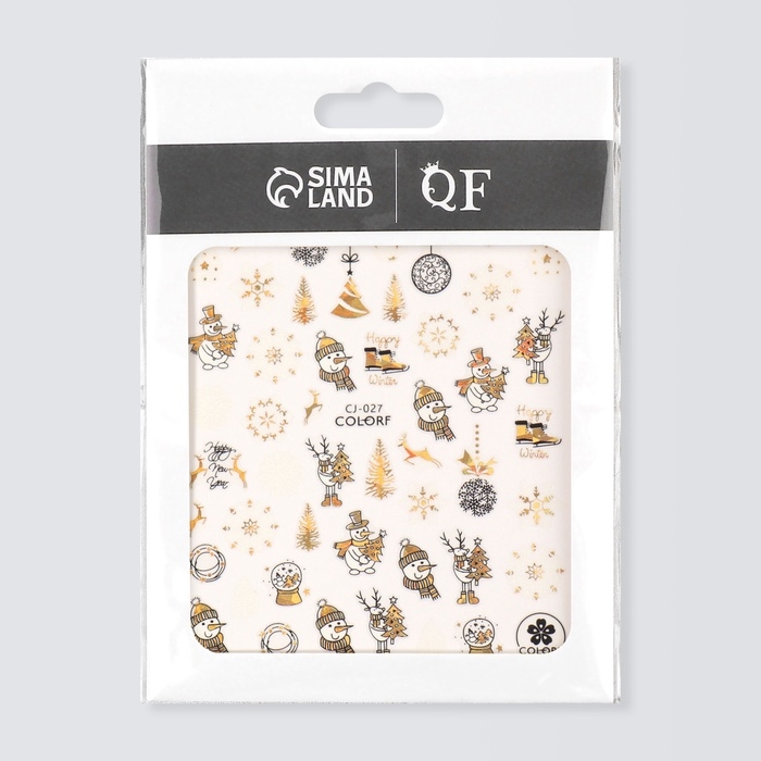 Новый год! Наклейки для ногтей «Снеговик», металлизированные Новый год! Наклейки для ногтей «Снеговик», металлизированные