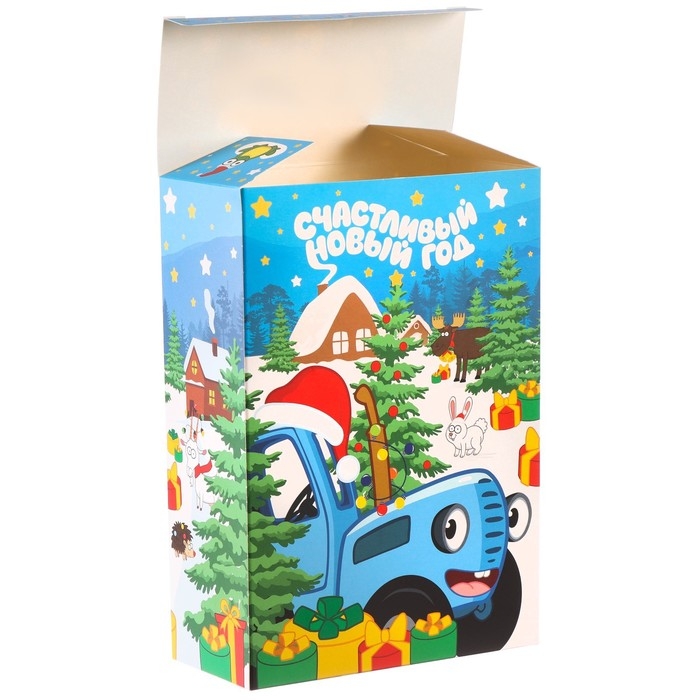 Коробка подарочная, Коробка подарочная, "С Новым годом", 16 х 23 х 7,5 см, Синий трактор