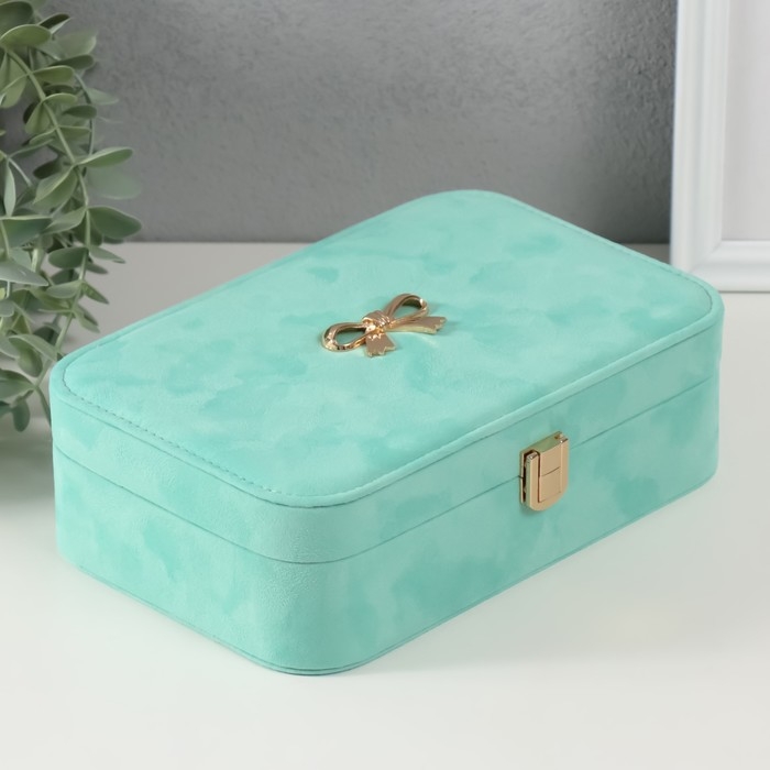 Шкатулка текстиль для украшений Шкатулка текстиль для украшений "Бант" голубой 22х14,5х7 см