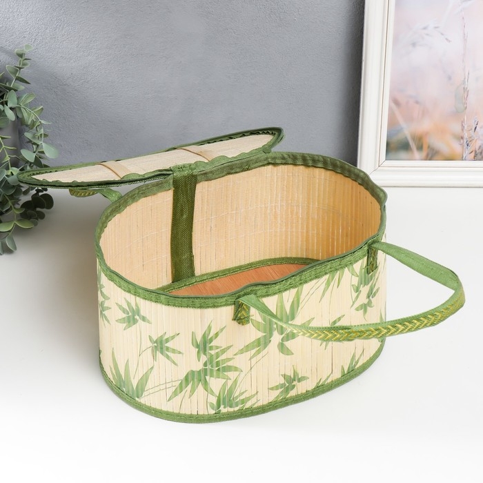 Шкатулка бамбук Шкатулка бамбук "Листья" с ручками, молния 16х20х30 см