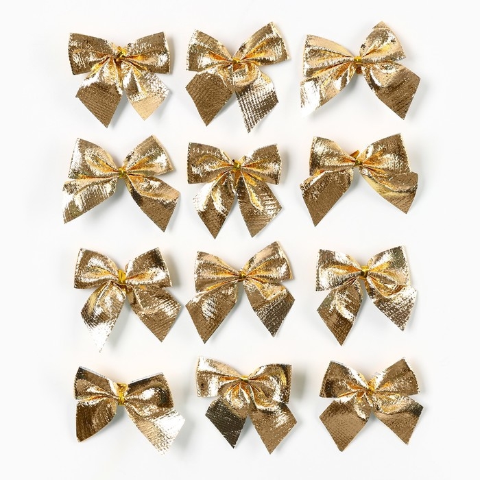 Ёлочные игрушки новогодние «Бантики», на Новый год, цвет золотой Ёлочные игрушки новогодние «Бантики», на Новый год, цвет золотой