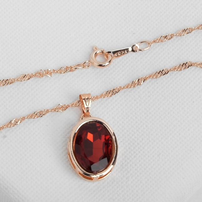 Гарнитур 3 предмета: серьги, кулон, кольцо безразмерное «Эдель» овал вытянутый, цвет красный в золоте, 45 см Гарнитур 3 предмета: серьги, кулон, кольцо безразмерное «Эдель» овал вытянутый, цвет красный в золоте, 45 см