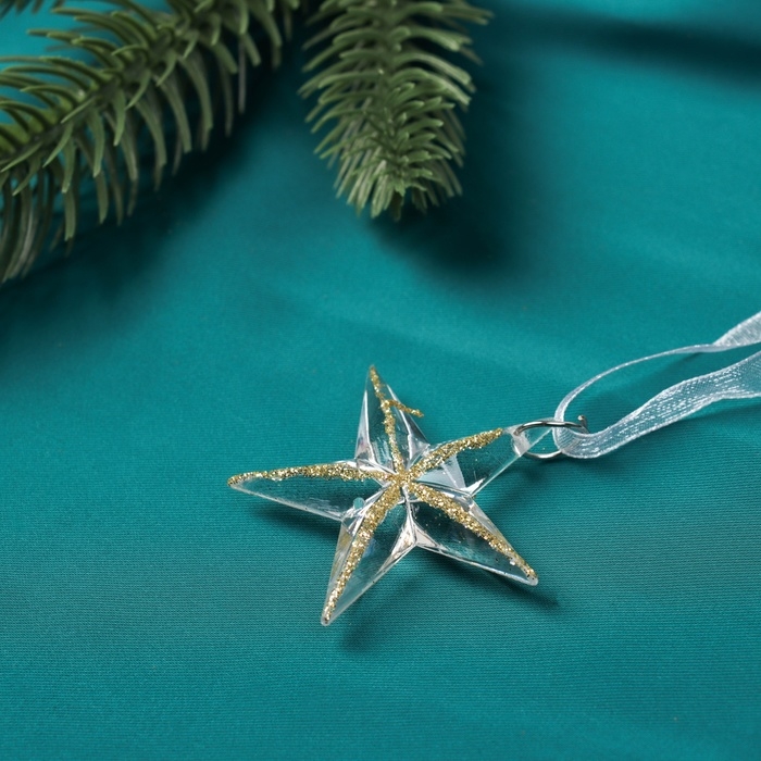 Украшение ёлочное Украшение ёлочное "Звезда" (набор 3 шт) 5х5 см, прозрачный с золотом