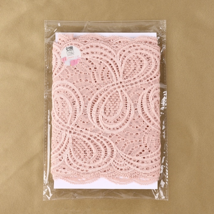 Кружевная эластичная ткань, 180 мм × 2,7 ± 0,5 м, цвет розово-бежевый Кружевная эластичная ткань, 180 мм × 2,7 ± 0,5 м, цвет розово-бежевый