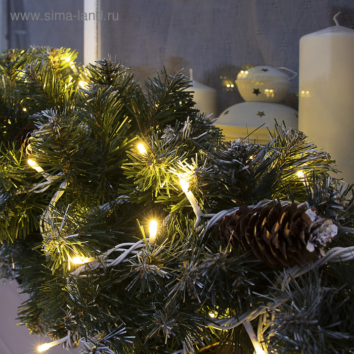 Гирлянда «Нить» 10 м, IP44, УМС, белая нить, 100 LED, свечение тёплое белое, 220 В Гирлянда «Нить» 10 м, IP44, УМС, белая нить, 100 LED, свечение тёплое белое, 220 В