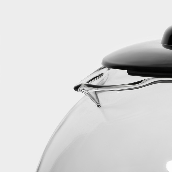 Чайник стеклянный заварочный Доляна «Иллюзия», 1,5 л, с металлическим ситом, цвет чёрный Чайник стеклянный заварочный Доляна «Иллюзия», 1,5 л, с металлическим ситом, цвет чёрный