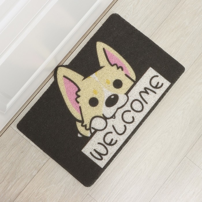 Коврик придверный грязезащитный Доляна «Корги», 40×60 см, цвет МИКС Коврик придверный грязезащитный Доляна «Корги», 40×60 см, цвет МИКС