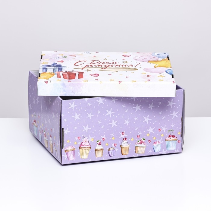 Складная коробка Складная коробка "С Днём Рождения", 31,2 х 25,6 х 16,1 см