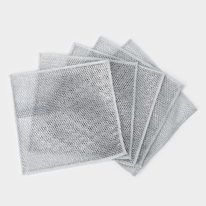 Салфетка для мытья посуды, металлическая, однослойная, 5 шт, 19×19 см Салфетка для мытья посуды, металлическая, однослойная, 5 шт, 19×19 см