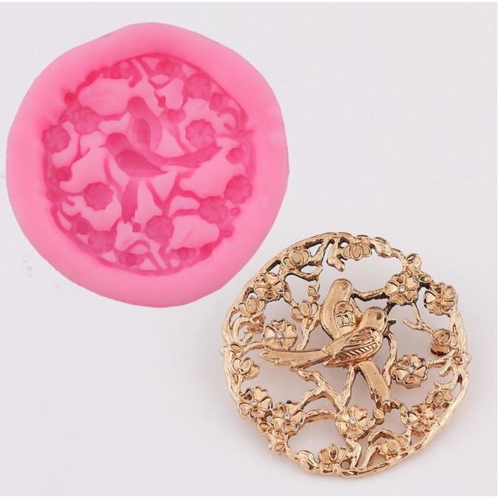 Молд силикон Молд силикон "Птички в цветочных ветвях" 6,5 см