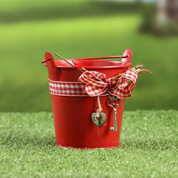 Кашпо  Кашпо "Ведерко Рустад" красное, 10х10х9см