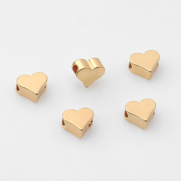 Бусина-разделитель родир. «Сердечко», 6×6 мм, d(вн.)=2 мм, (набор 10 шт.), цвет золото Бусина-разделитель родир. «Сердечко», 6×6 мм, d(вн.)=2 мм, (набор 10 шт.), цвет золото