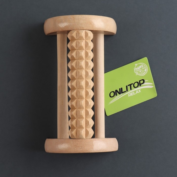 Массажёр для ног с шипами, деревянный, роликовый, 1 ряд, 14,5 × 7,8 × 4,5 см Массажёр для ног с шипами, деревянный, роликовый, 1 ряд, 14,5 × 7,8 × 4,5 см