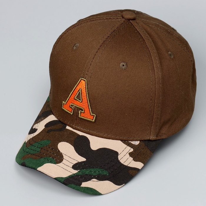 Кепка детская для мальчика «A», цвет коричневый, р-р 52-54, 5-7 лет