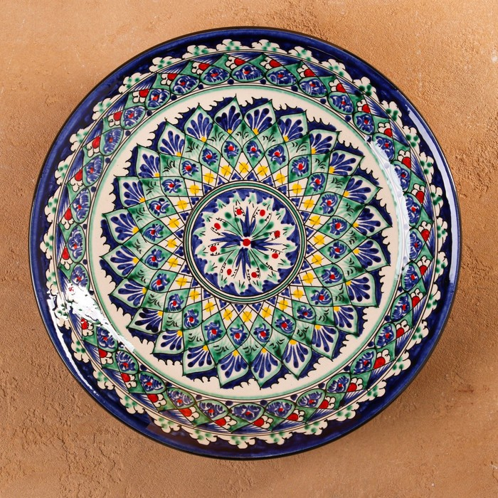 Ляган Риштанская Керамика  Ляган Риштанская Керамика "Узоры", 25 см, синий