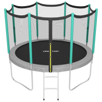 Батут ONLITOP, d=366 см, высота сетки 173 см, с лестницей, цвет серый/салатовый