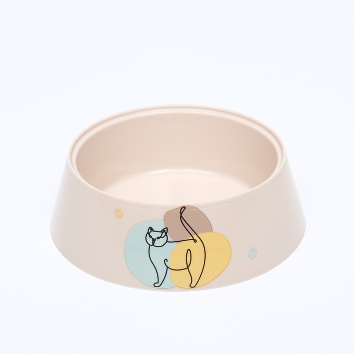 Миска Миска "Мур-мяу" для кошек 300 мл, 14,5 x 14,5 x 4 см, бежевая