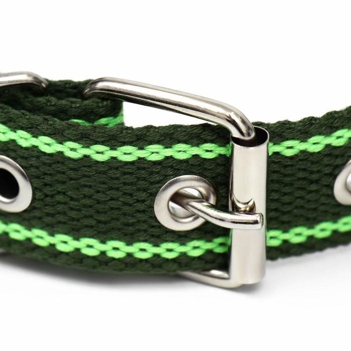 Ошейник брезентовый безразмерный однослойный, 58 х 2,5 см, хаки/салатовый Ошейник брезентовый безразмерный однослойный, 58 х 2,5 см, хаки/салатовый