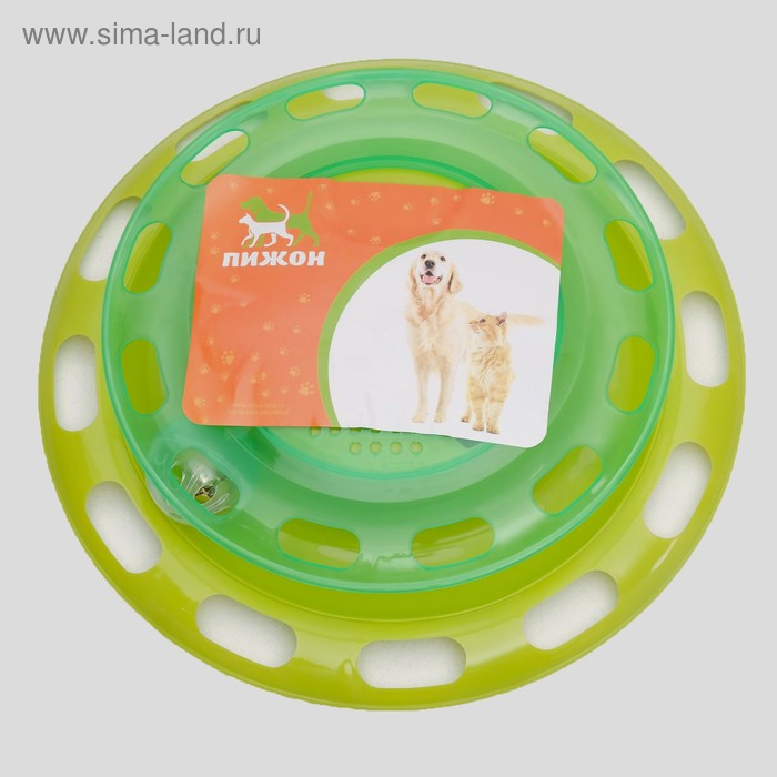 Игровой комплекс для кошек  Игровой комплекс для кошек "Пижон" с отсеками для лакомств/кошачьей мяты и шариком, зелёный