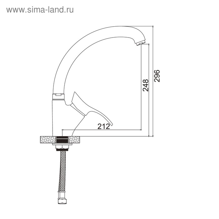 Cмеситель для кухни Accoona A4005F, однорычажный, керамическое покрытие, латунь, черный Cмеситель для кухни Accoona A4005F, однорычажный, керамическое покрытие, латунь, черный