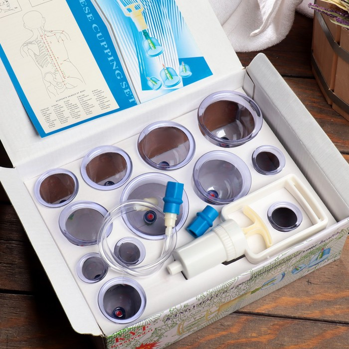 Банки акупункционного действия для вакуумного массажа с насосом, набор 12 шт. Банки акупункционного действия для вакуумного массажа с насосом, набор 12 шт.