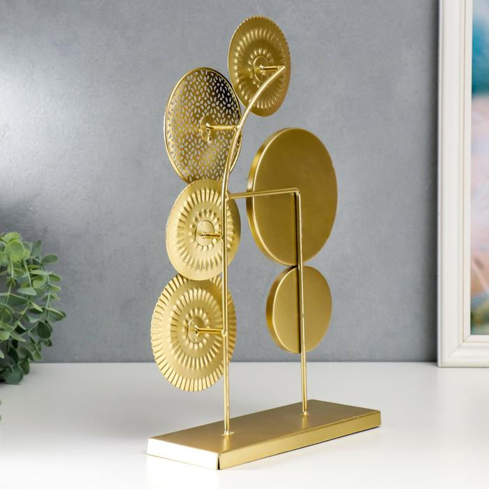 Сувенир металл с зеркалом  Сувенир металл с зеркалом "Круги" золото с чёрным 37х8х22 см