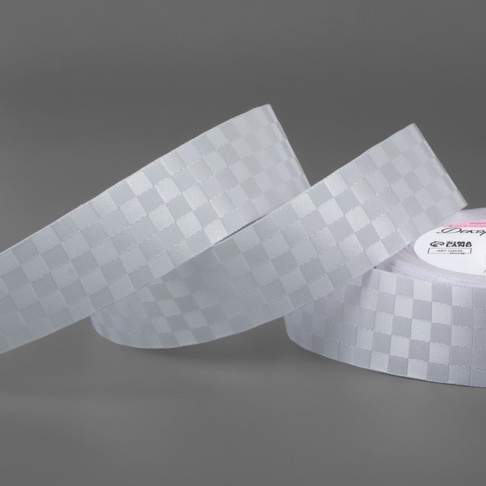 Лента декоративная «Квадраты», 25 мм × 9,1 ± 0,5 м, цвет белый Лента декоративная «Квадраты», 25 мм × 9,1 ± 0,5 м, цвет белый