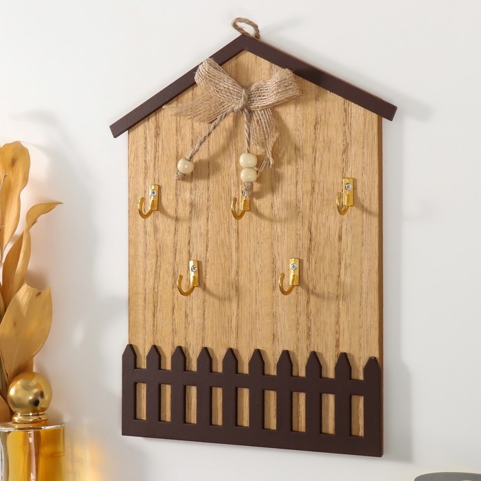 Крючки декоративные дерево Крючки декоративные дерево "Домик с бантом" 18х25 см