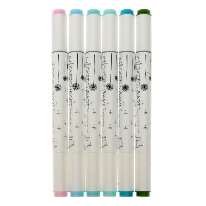 Набор художественных маркеров 6 цветов SKETCH&ART  Набор художественных маркеров 6 цветов SKETCH&ART "Весенний пейзаж"